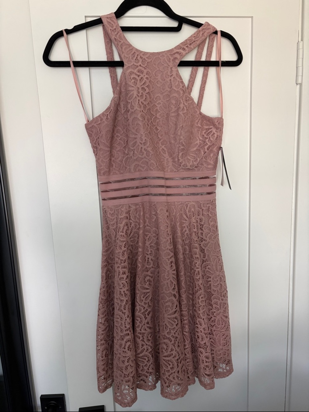 City Studio Dusty Rose Lace A-Line Mini Dress